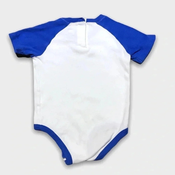 4/$20🥳 White And  Blue Nike Swoosh Print Onesie - Picture 3 of 4